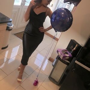 Topshop Black Satin cowl neck midi dress. Size 4.